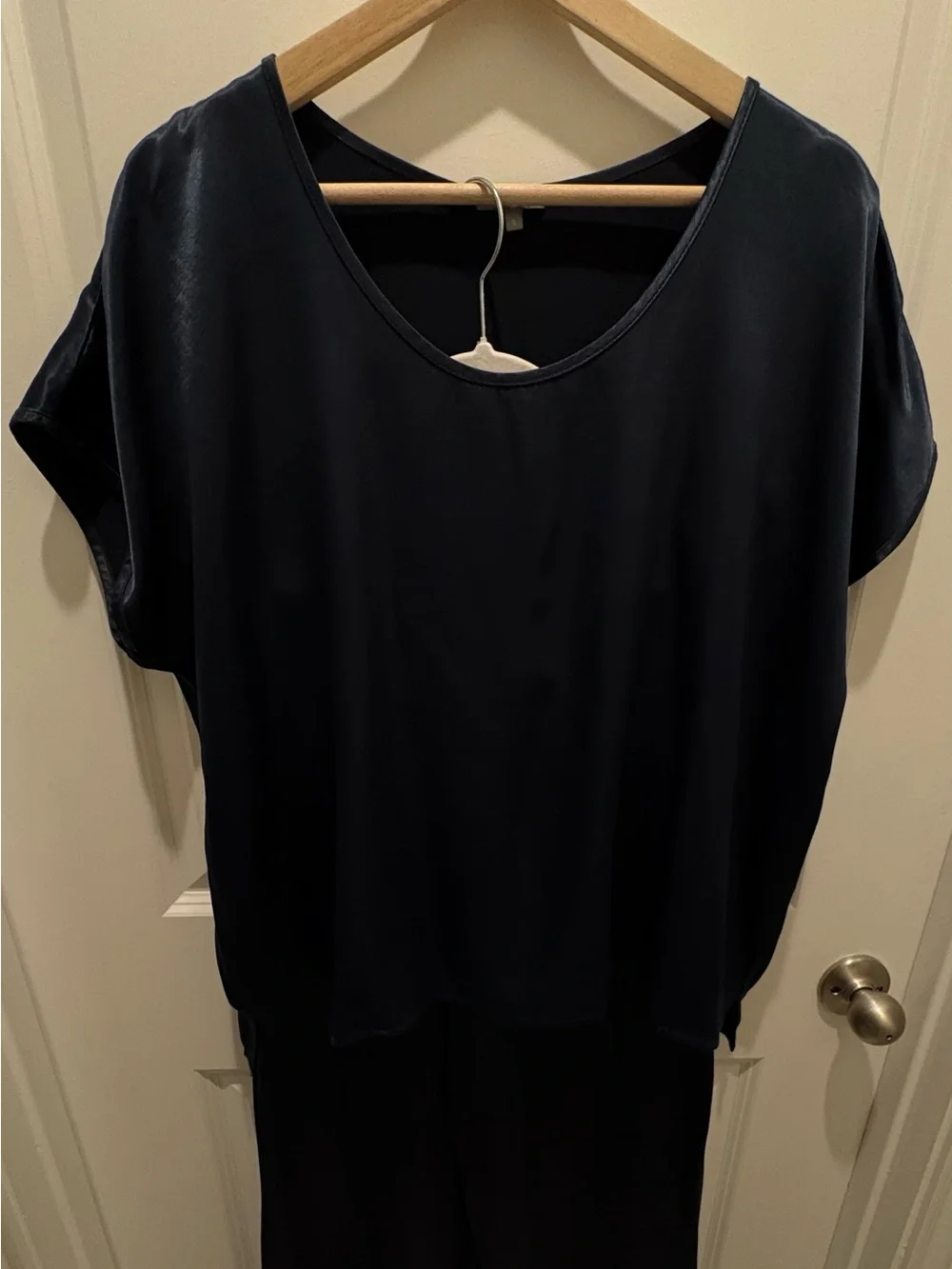 PJ Harlow Satin Lounge Set Navy Blue Size Small / Jolie Pants +Roxxy Satin Tee
